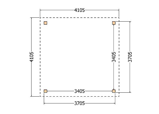 Constructiepakket zadeldak | 4105x4105x4030mm | fijnbezaagd Douglas    CP-20.2026