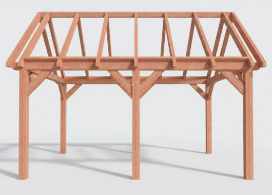 Constructiepakket zadeldak | 5310x4105x4030mm | fijnbezaagd Douglas    CP-20.2028