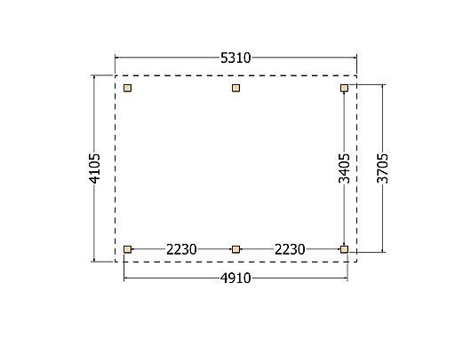 Constructiepakket schilddak | 5310x4105x4030mm | fijnbezaagd Douglas    CP-20.3028