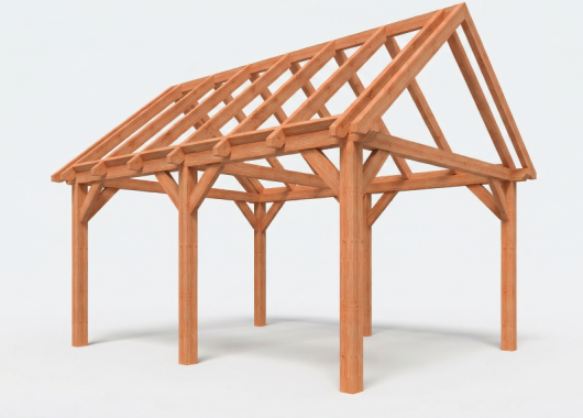 Constructiepakket zadeldak | 5310x4105x4030mm | fijnbezaagd Douglas    CP-20.2028
