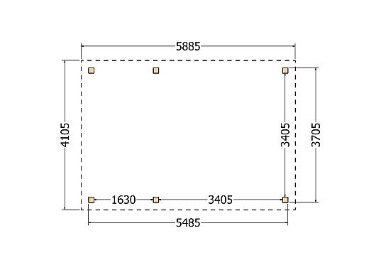 Constructiepakket schilddak | 5885x4105x4030mm | fijnbezaagd Douglas    CP-20.3030