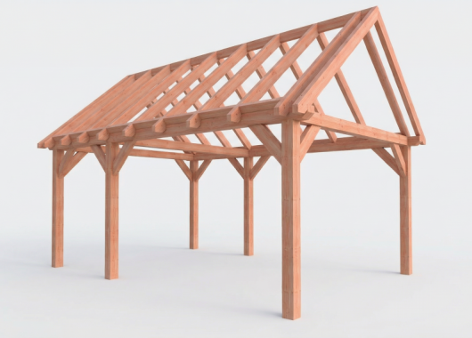 Constructiepakket zadeldak | 5885x4105x4030mm | fijnbezaagd Douglas    CP-20.2030