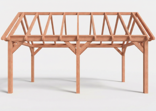 Constructiepakket zadeldak | 6370x4105x4030mm | fijnbezaagd Douglas    CP-20.2031