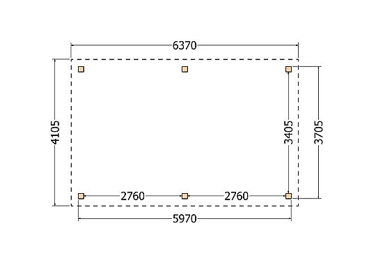 Constructiepakket schilddak | 6370x4105x4030mm | fijnbezaagd Douglas    CP-20.3031