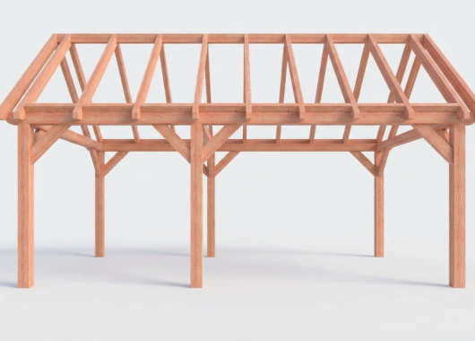 Constructiepakket zadeldak | 6485x4105x4030mm | fijnbezaagd Douglas    CP-20.2032