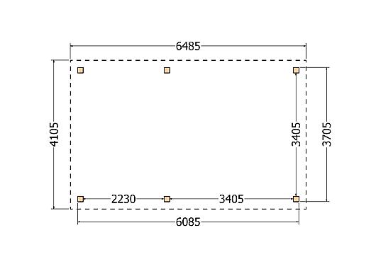 Constructiepakket schilddak | 6485x4105x4030mm | fijnbezaagd Douglas    CP-20.3032