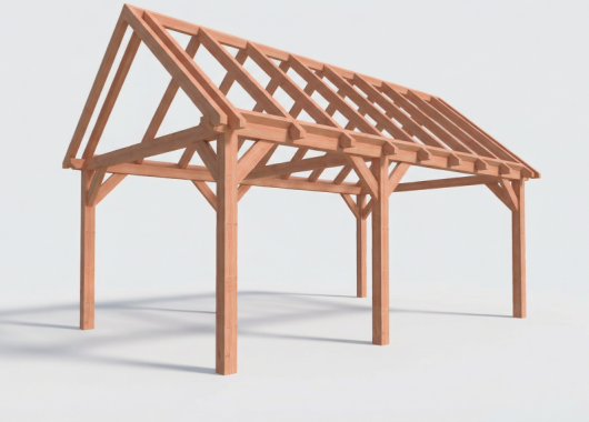 Constructiepakket zadeldak | 6485x4105x4030mm | fijnbezaagd Douglas    CP-20.2032
