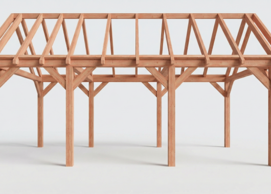 Constructiepakket zadeldak | 7090x4105x4030mm | fijnbezaagd Douglas    CP-20.2034