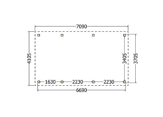 Constructiepakket schilddak | 7090x4105x4030mm | fijnbezaagd Douglas    CP-20.3034