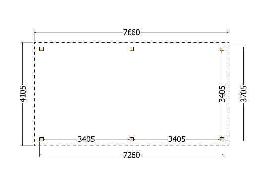 Constructiepakket schilddak | 7660x4105x4030mm | fijnbezaagd Douglas    CP-20.3035