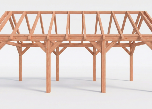 Constructiepakket zadeldak | 7690x4105x4030mm | fijnbezaagd Douglas    CP-20.2036