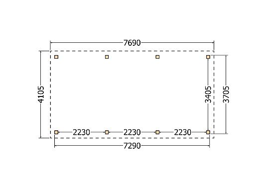 Constructiepakket schilddak | 7690x4105x4030mm | fijnbezaagd Douglas    CP-20.3036