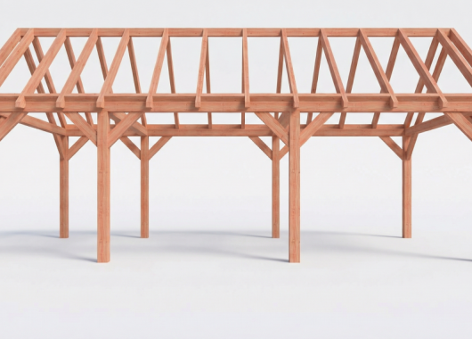 Constructiepakket zadeldak | 8150x4105x4030mm | fijnbezaagd Douglas    CP-20.2037