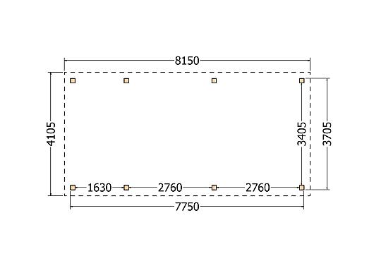 Constructiepakket schilddak | 8150x4105x4030mm | fijnbezaagd Douglas    CP-20.3037