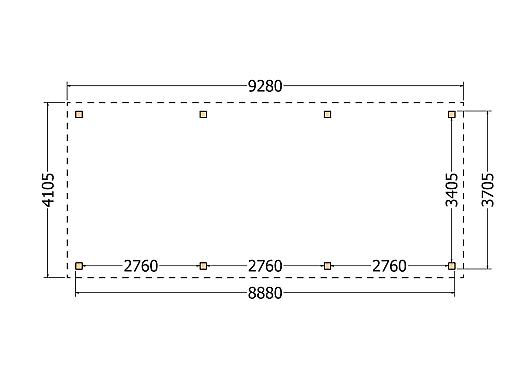 Constructiepakket schilddak | 9280x4105x4030mm | fijnbezaagd Douglas    CP-20.3040