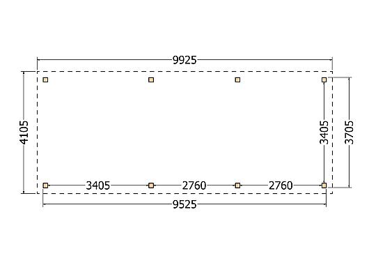 Constructiepakket schilddak | 9925x4105x4030mm | fijnbezaagd Douglas    CP-20.3041