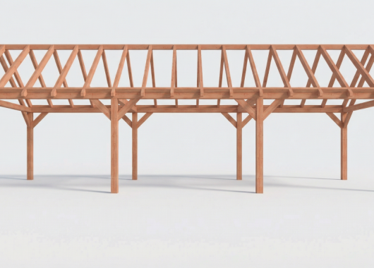 Constructiepakket zadeldak | 11215x4105x4030mm | fijnbezaagd Douglas    CP-20.2042