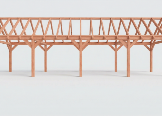 Constructiepakket zadeldak | 12190x4105x4030mm | fijnbezaagd Douglas    CP-20.2043