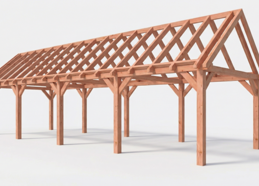 Constructiepakket zadeldak | 12190x4105x4030mm | fijnbezaagd Douglas    CP-20.2043