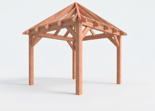 Constructiepakket schilddak | 3460x3460x3760mm | fijnbezaagd Douglas    CP-20.3000