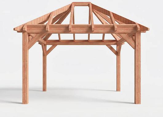 Constructiepakket schilddak | 4105x3460x3760mm | fijnbezaagd Douglas    CP-20.3001