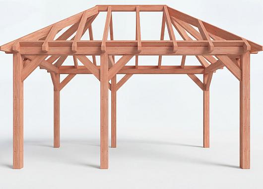 Constructiepakket schilddak | 5240x3460x3760mm | fijnbezaagd Douglas    CP-20.3002