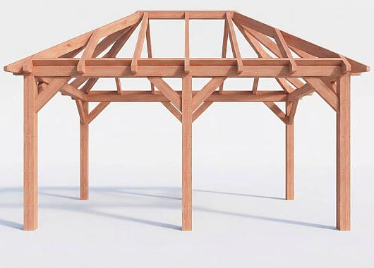 Constructiepakket schilddak | 5310x3460x3760mm | fijnbezaagd Douglas    CP-20.3003
