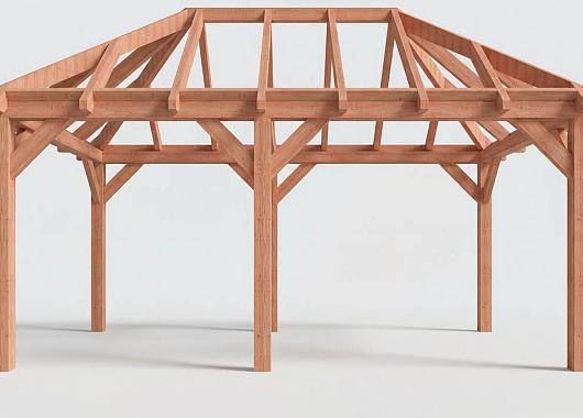 Constructiepakket schilddak | 5840x3460x3760mm | fijnbezaagd Douglas    CP-20.3004