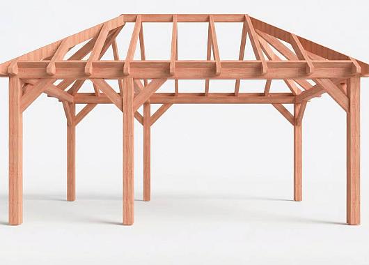 Constructiepakket schilddak | 5885x3460x3760mm | fijnbezaagd Douglas    CP-20.3005