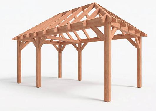 Constructiepakket schilddak | 5885x3460x3760mm | fijnbezaagd Douglas    CP-20.3005