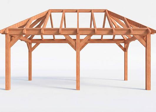 Constructiepakket schilddak | 6370x3460x3760mm | fijnbezaagd Douglas    CP-20.3006
