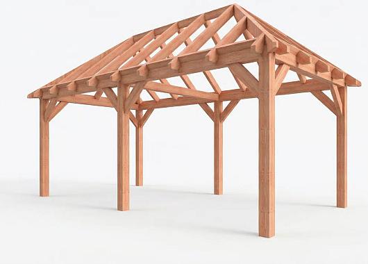 Constructiepakket schilddak | 6370x3460x3760mm | fijnbezaagd Douglas    CP-20.3006