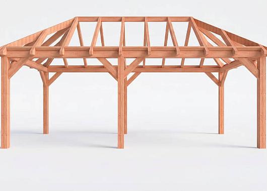 Constructiepakket schilddak | 7015x3460x3760mm | fijnbezaagd Douglas    CP-20.3008