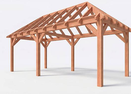 Constructiepakket schilddak | 7015x3460x3760mm | fijnbezaagd Douglas    CP-20.3008