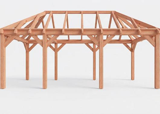 Constructiepakket schilddak | 7090x3460x3760mm | fijnbezaagd Douglas    CP-20.3009