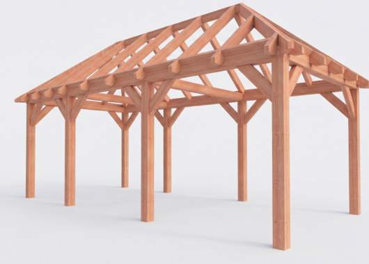 Constructiepakket schilddak | 7090x3460x3760mm | fijnbezaagd Douglas    CP-20.3009