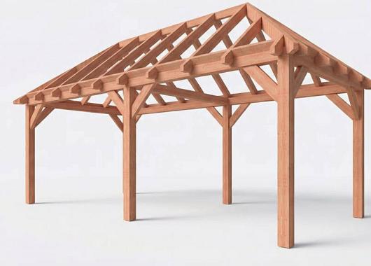 Constructiepakket schilddak | 7660x3460x3760mm | fijnbezaagd Douglas    CP-20.3010