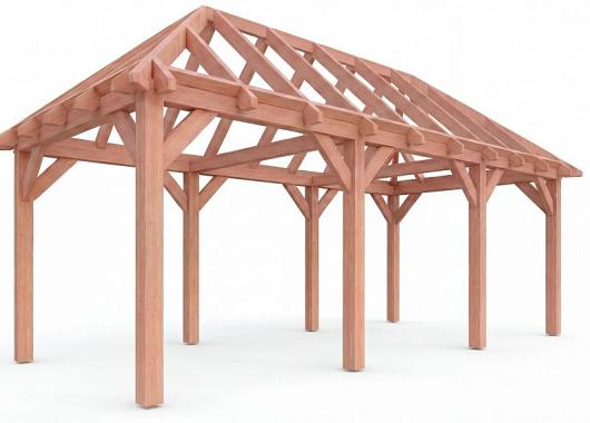 Constructiepakket schilddak | 7690x3460x3760mm | fijnbezaagd Douglas    CP-20.3011