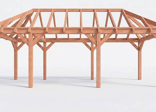 Constructiepakket schilddak | 8150x3460x3760mm | fijnbezaagd Douglas    CP-20.3012