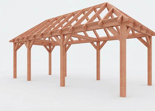 Constructiepakket schilddak | 8150x3460x3760mm | fijnbezaagd Douglas    CP-20.3012