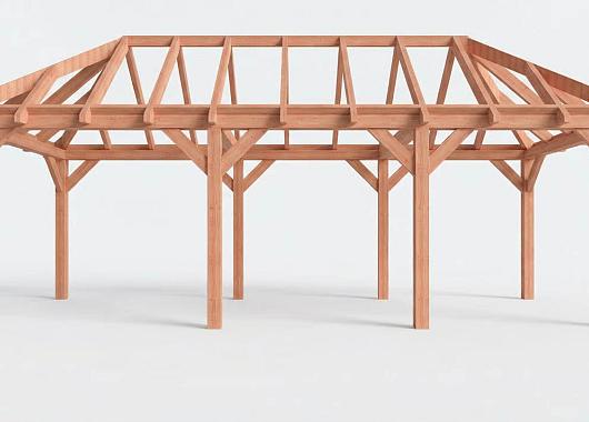 Constructiepakket schilddak | 8220x3460x3760mm | fijnbezaagd Douglas    CP-20.3013