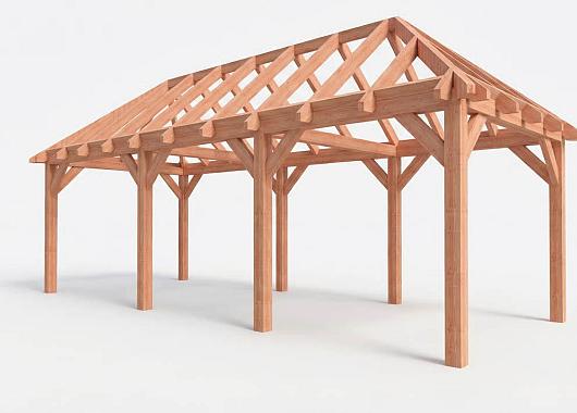 Constructiepakket schilddak | 8220x3460x3760mm | fijnbezaagd Douglas    CP-20.3013