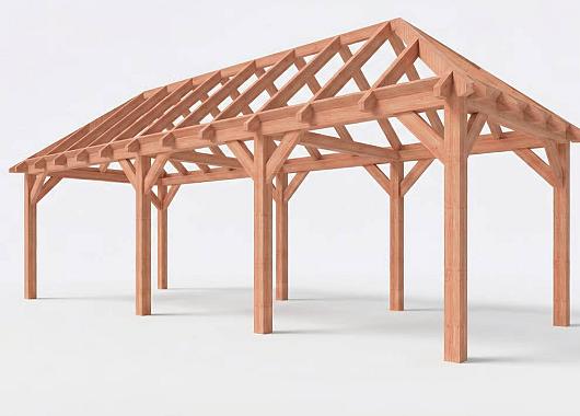 Constructiepakket schilddak | 8865x3460x3760mm | fijnbezaagd Douglas    CP-20.3014