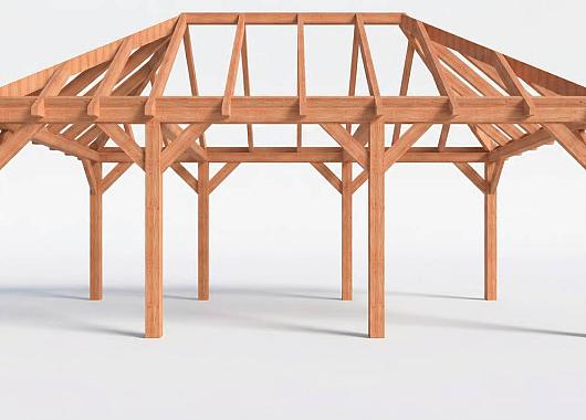 Constructiepakket schilddak | 8865x3460x3760mm | fijnbezaagd Douglas    CP-20.3014