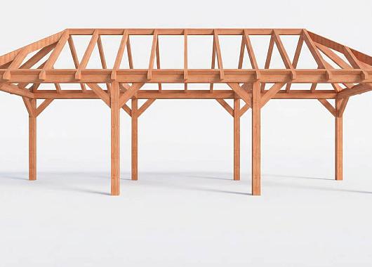 Constructiepakket schilddak | 9280x3460x3760mm | fijnbezaagd Douglas    CP-20.3015