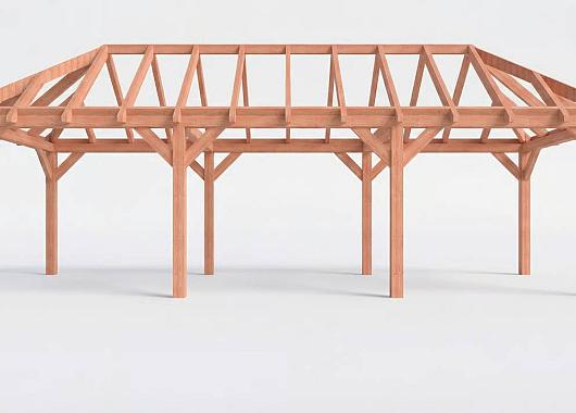 Constructiepakket schilddak | 9925x3460x3760mm | fijnbezaagd Douglas    CP-20.3016