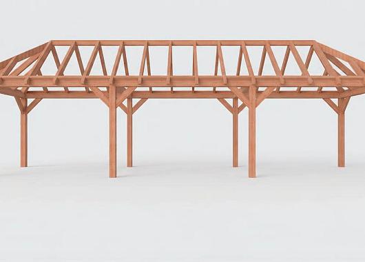 Constructiepakket schilddak | 11215x3460x3760mm | fijnbezaagd Douglas    CP-20.3017