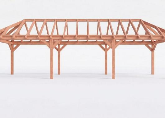 Constructiepakket schilddak | 12190x4105x4030mm | fijnbezaagd Douglas    CP-20.3043