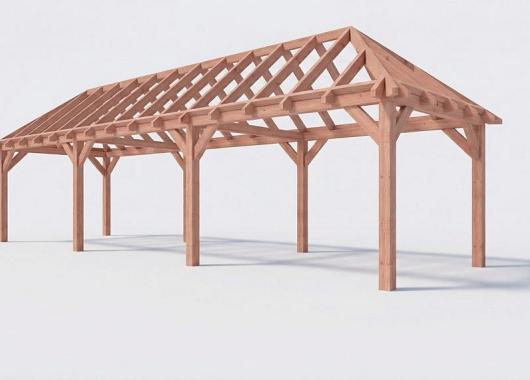 Constructiepakket schilddak | 12190x3460x3760mm | fijnbezaagd Douglas    CP-20.3018