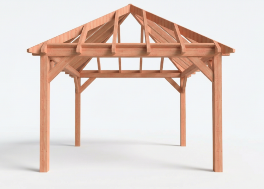 Constructiepakket schilddak | 4105x4105x4030mm | fijnbezaagd Douglas    CP-20.3026